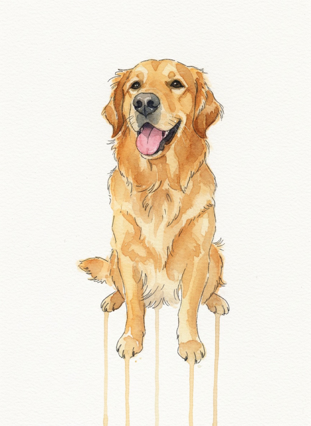 Sample Watercolor style portrait of Goldie, a golden retriever